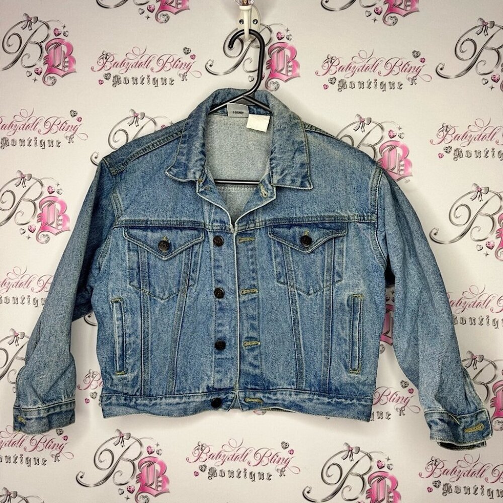 Disney Pooh bear Blue Denim Jacket vintage Disney store embroidered Jean crop